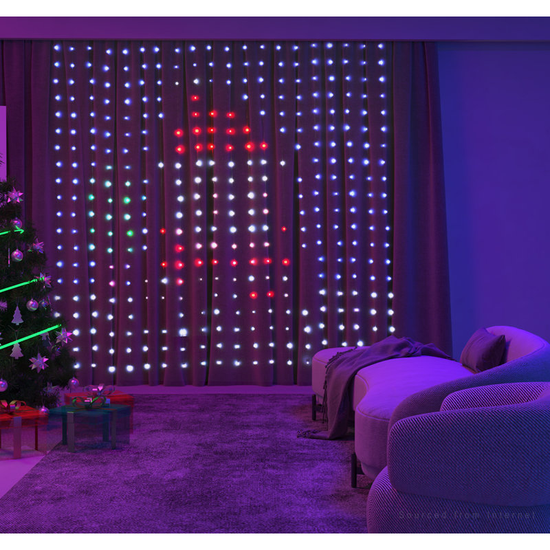 The Holiday Aisle Smart Curtain Light for Garage Restaurant Camping Color Changing Wall Lights Group Control 400LED Wayfair